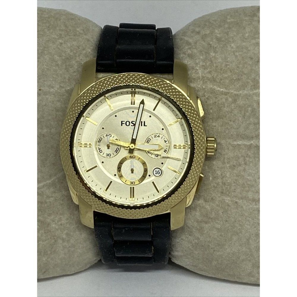 Fossil FS5193 Men's Black Silicon Analog Dial Genu